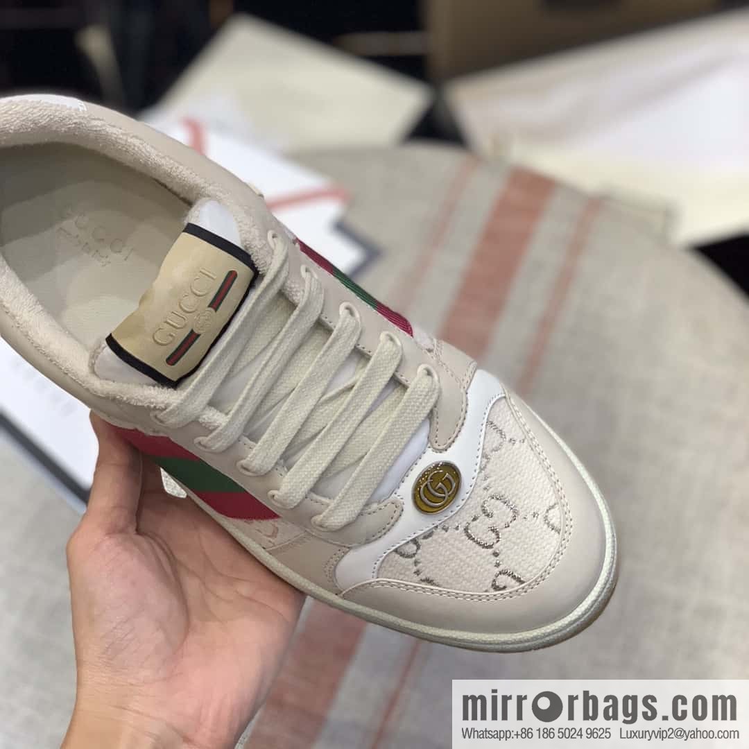 GUCCI GG gold and silver silk thread pink and green webbing, women's sneakers