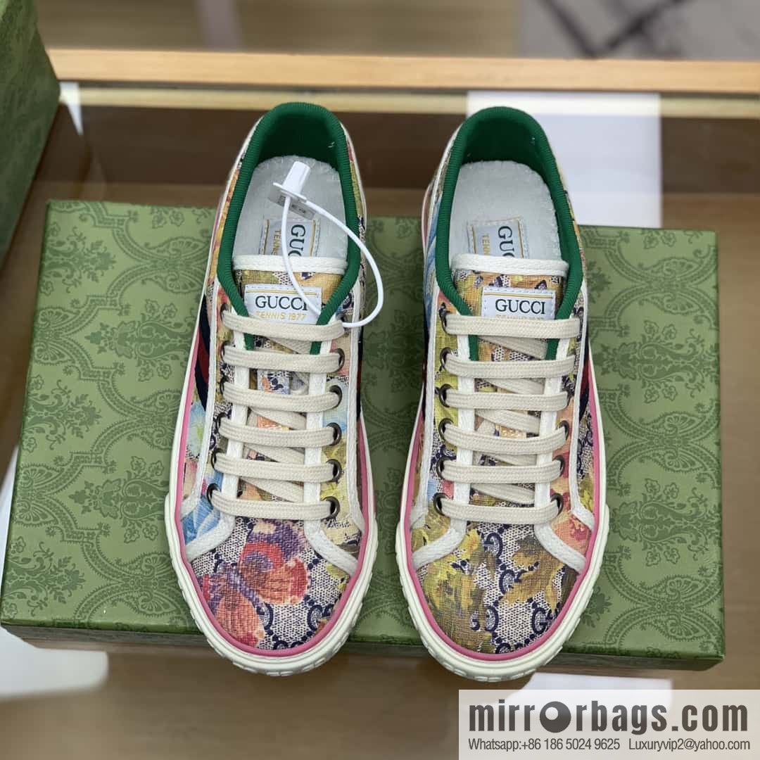 GUCCI double G floral canvas 1977 Unisex canvas shoes