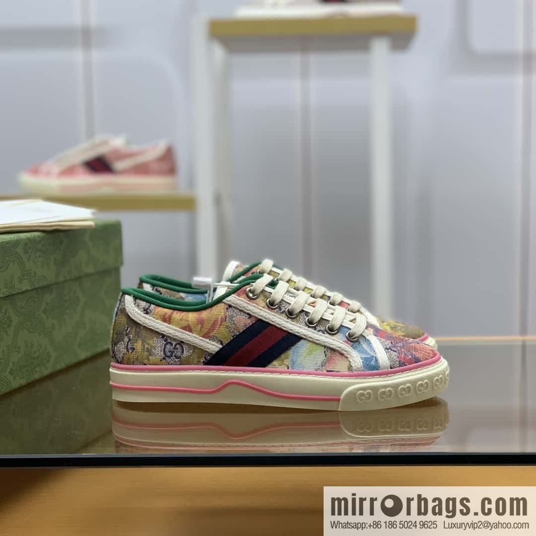 GUCCI double G floral canvas 1977 Unisex canvas shoes