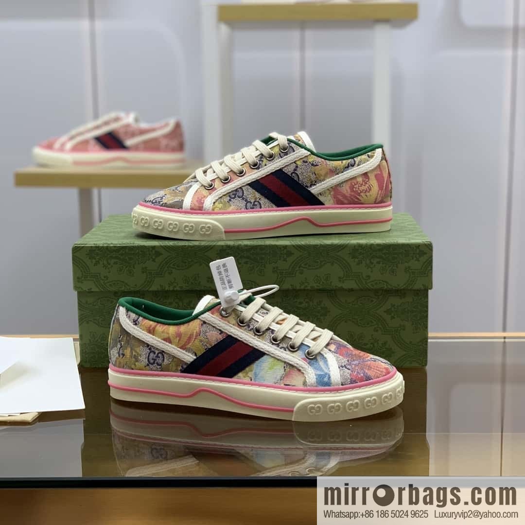 GUCCI double G floral canvas 1977 Unisex canvas shoes