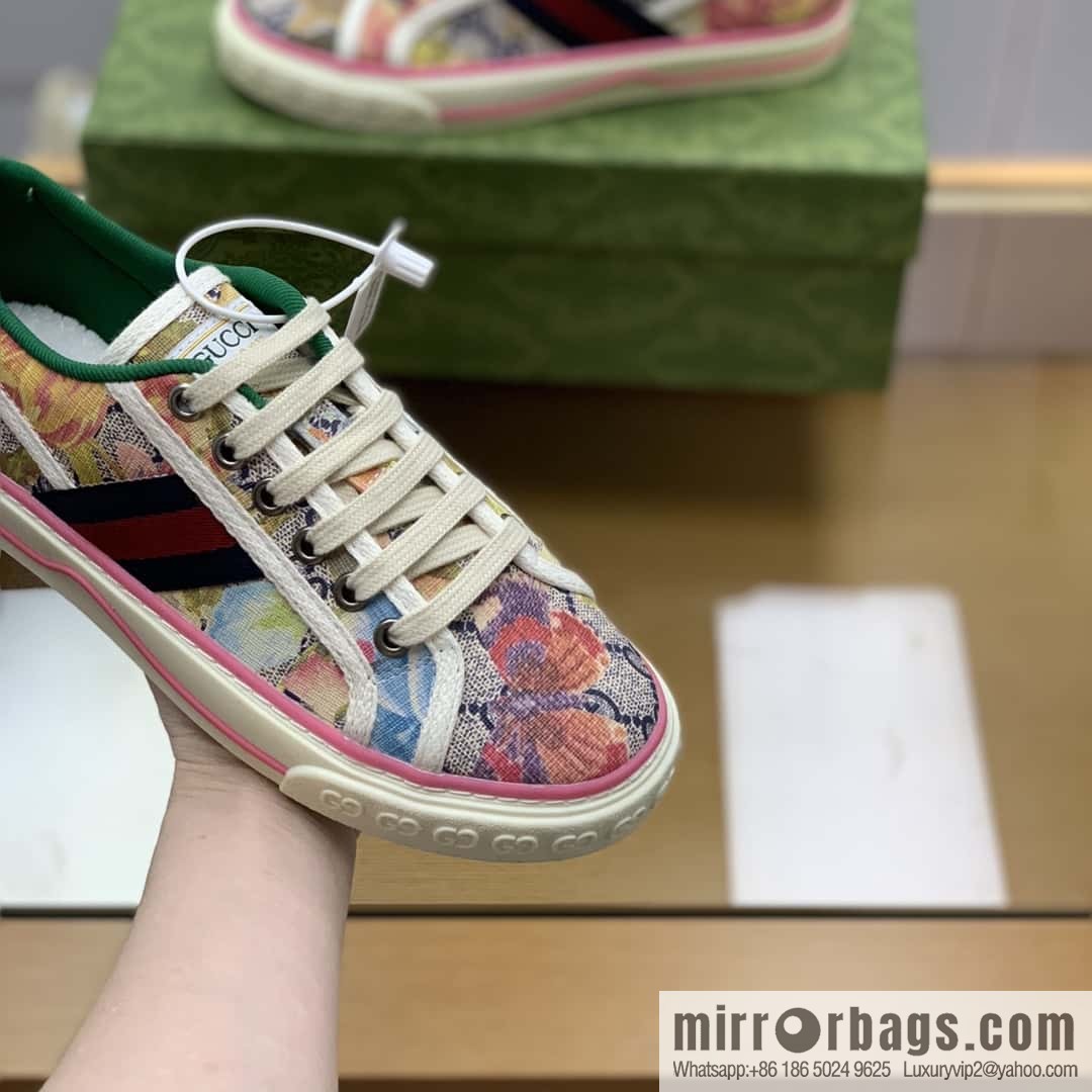 GUCCI double G floral canvas 1977 Unisex canvas shoes