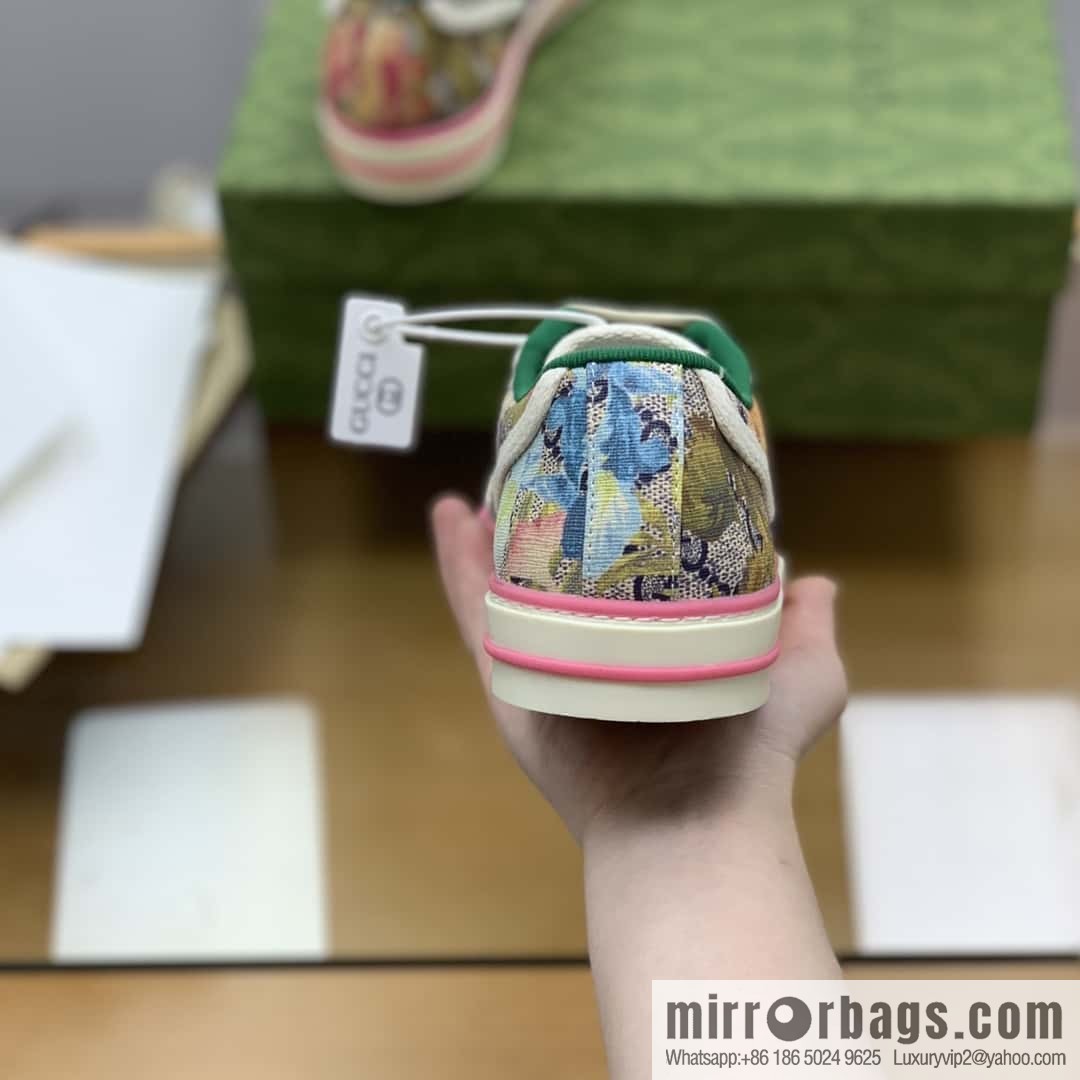 GUCCI double G floral canvas 1977 Unisex canvas shoes