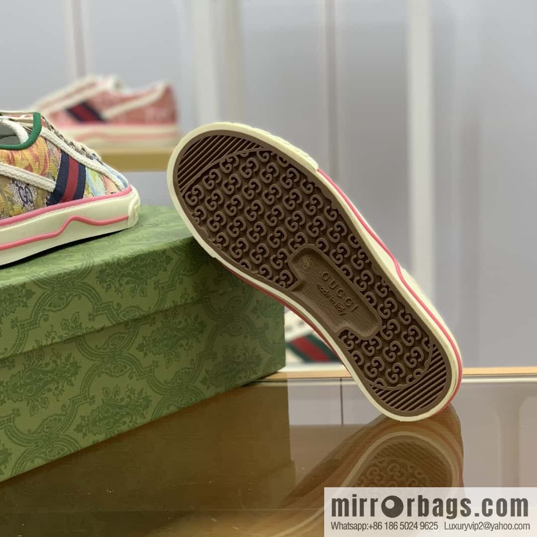 GUCCI double G floral canvas 1977 Unisex canvas shoes