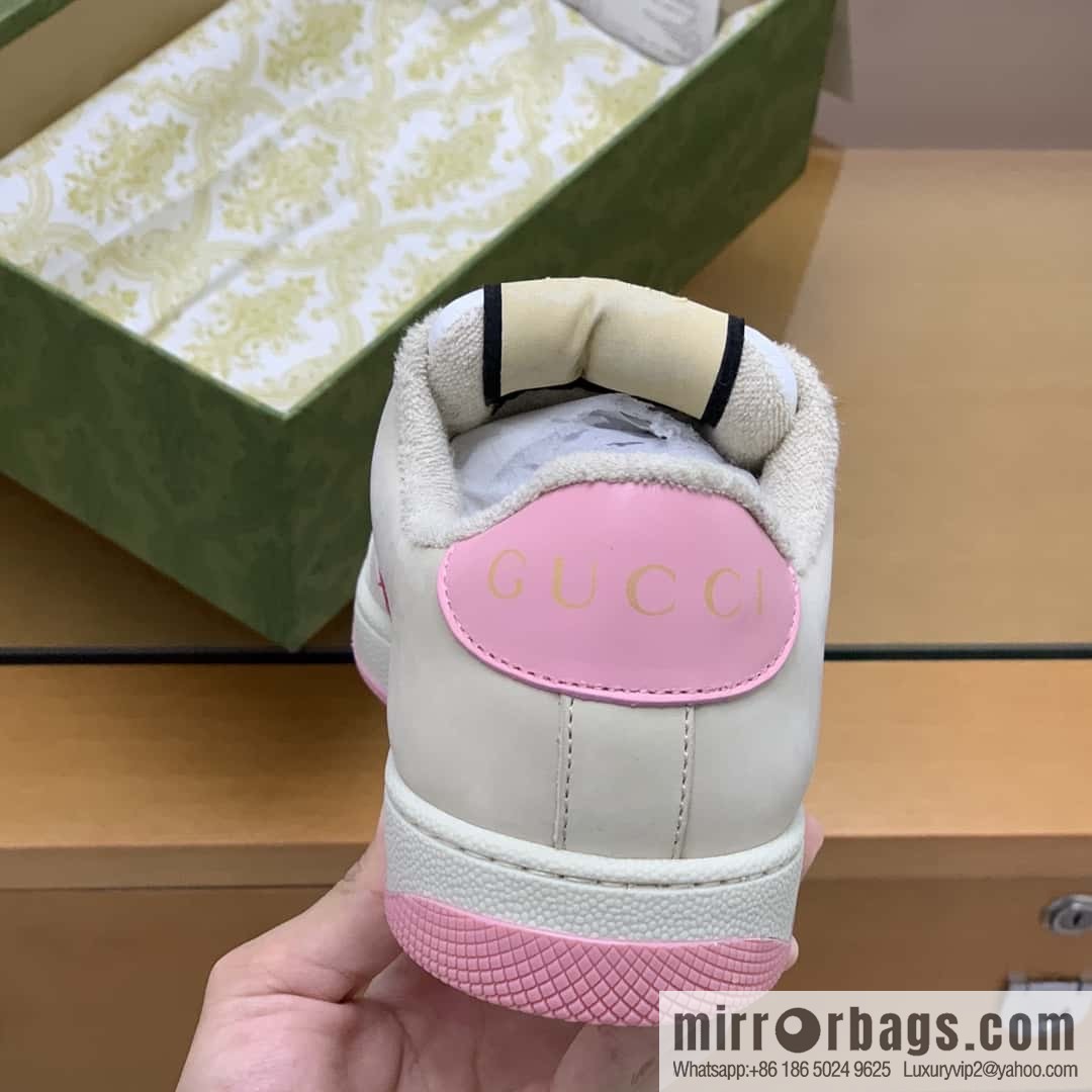 GUCCI GG canvas pink and green webbing, women's dirty shoes