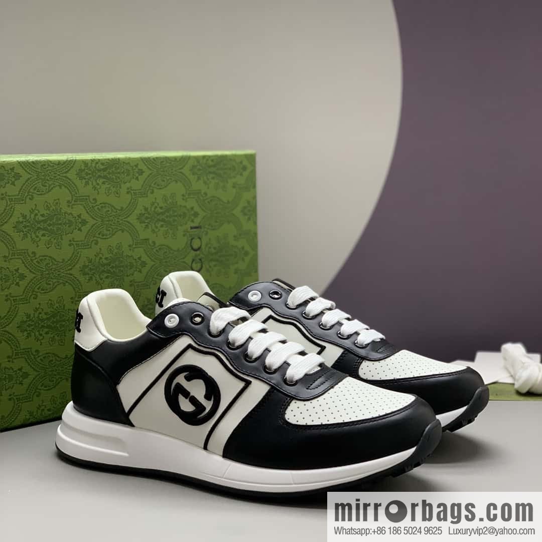 GUCCI black embroidery logo men's sports and leisure shoes