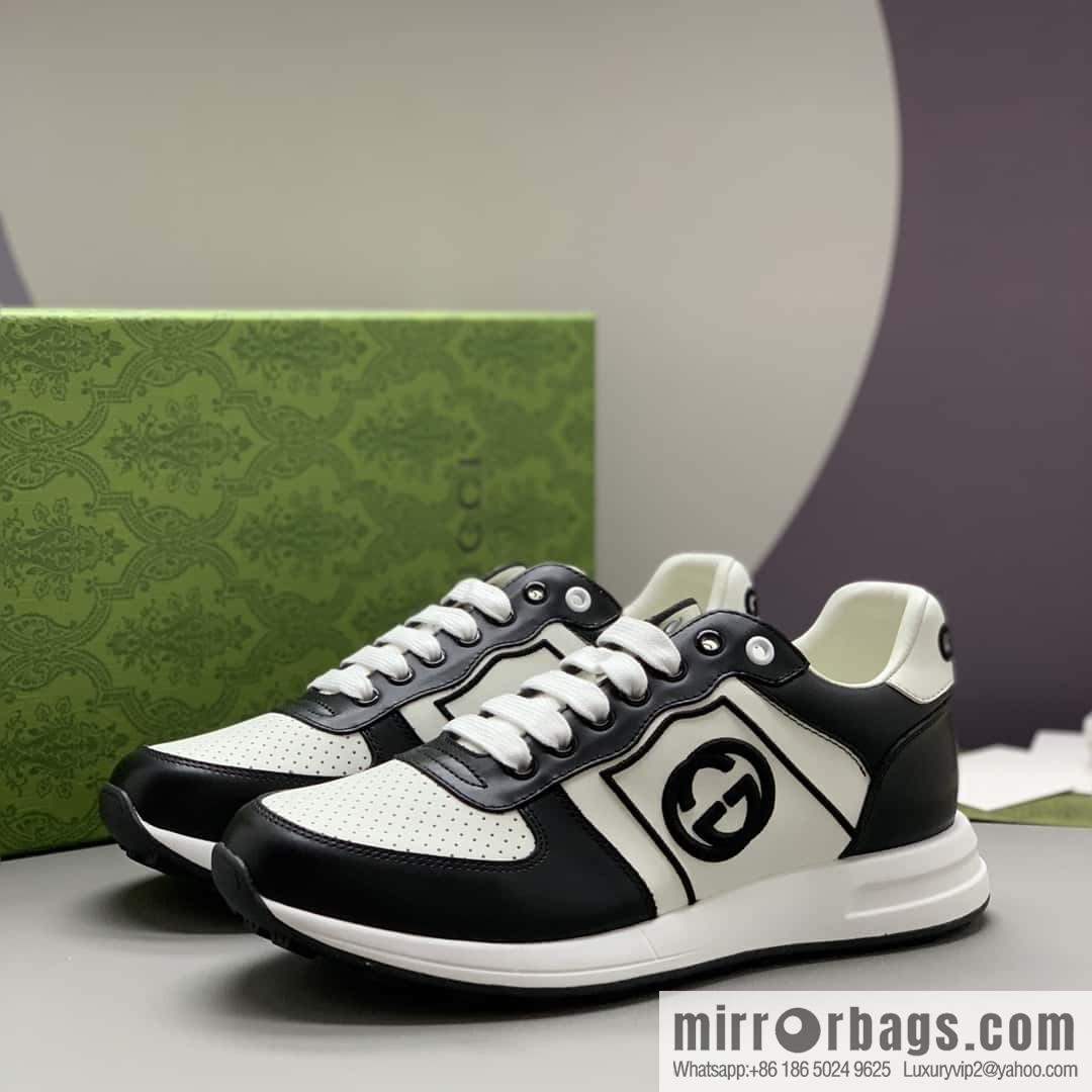 GUCCI black embroidery logo men's sports and leisure shoes