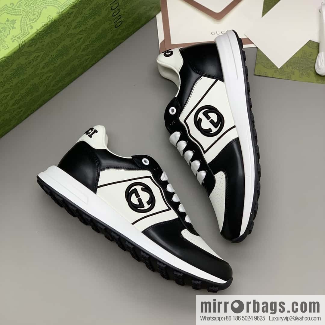 GUCCI black embroidery logo men's sports and leisure shoes