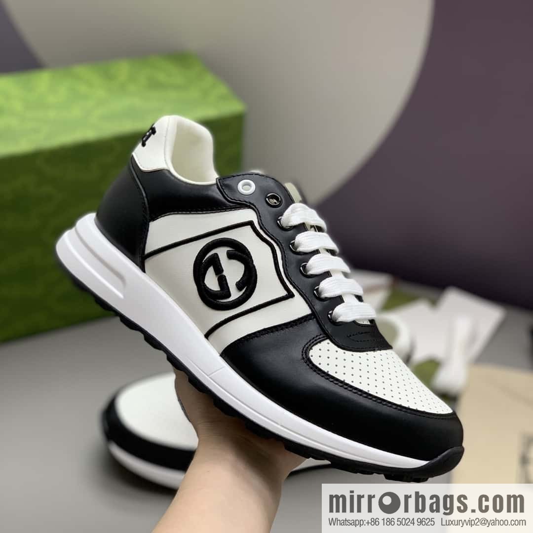 GUCCI black embroidery logo men's sports and leisure shoes