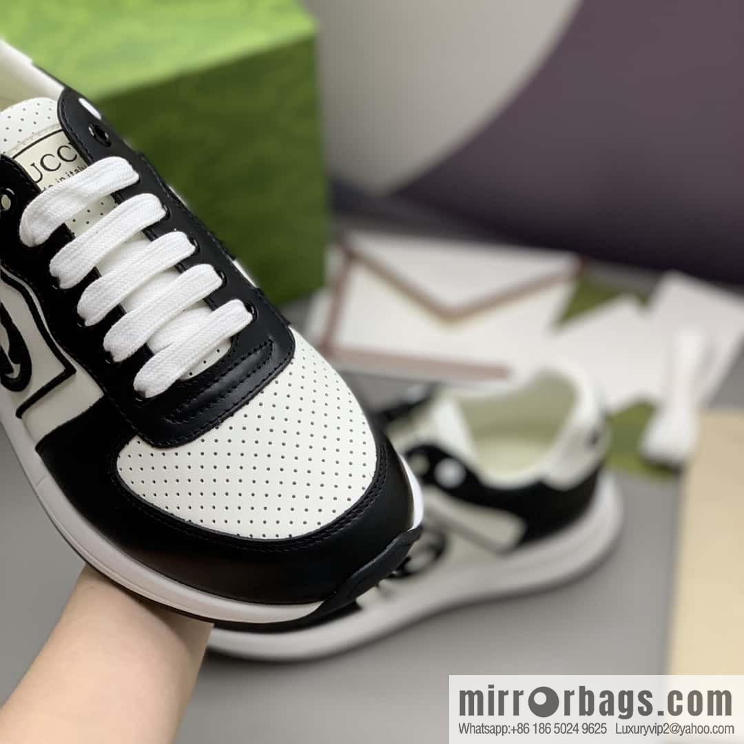 GUCCI black embroidery logo men's sports and leisure shoes