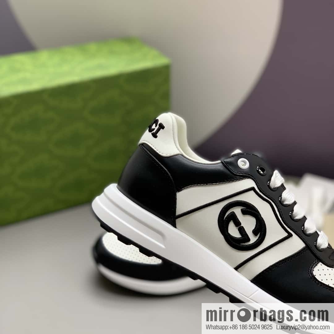 GUCCI black embroidery logo men's sports and leisure shoes