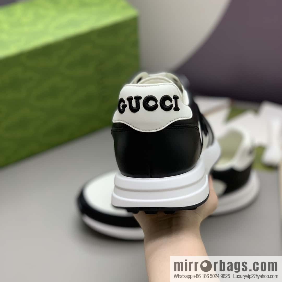 GUCCI black embroidery logo men's sports and leisure shoes