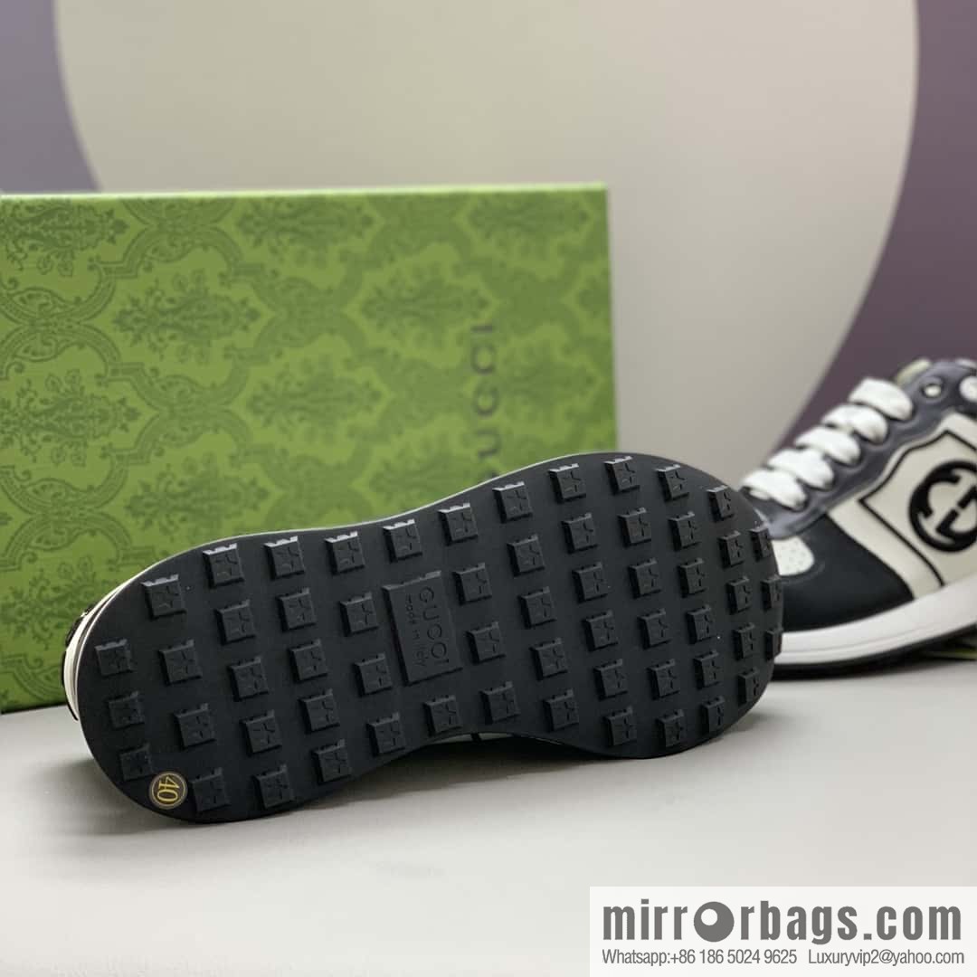 GUCCI black embroidery logo men's sports and leisure shoes