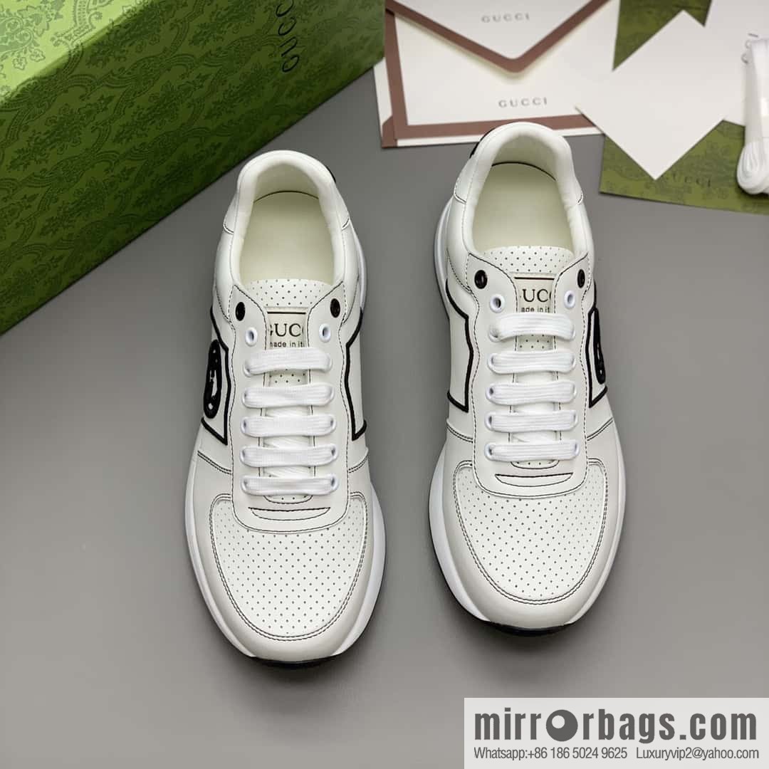 GUCCI black embroidery logo men's sports and leisure shoes