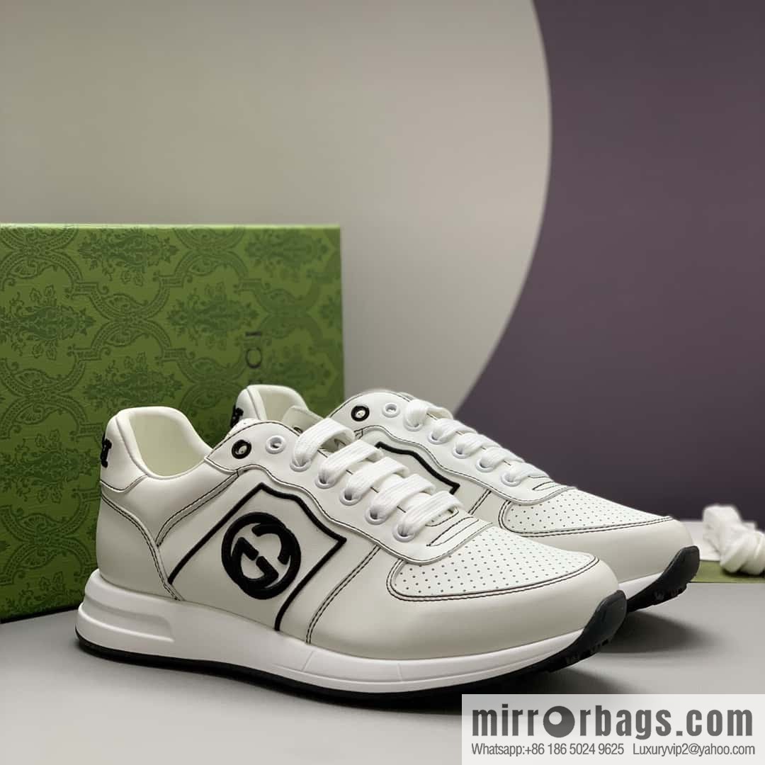 GUCCI black embroidery logo men's sports and leisure shoes
