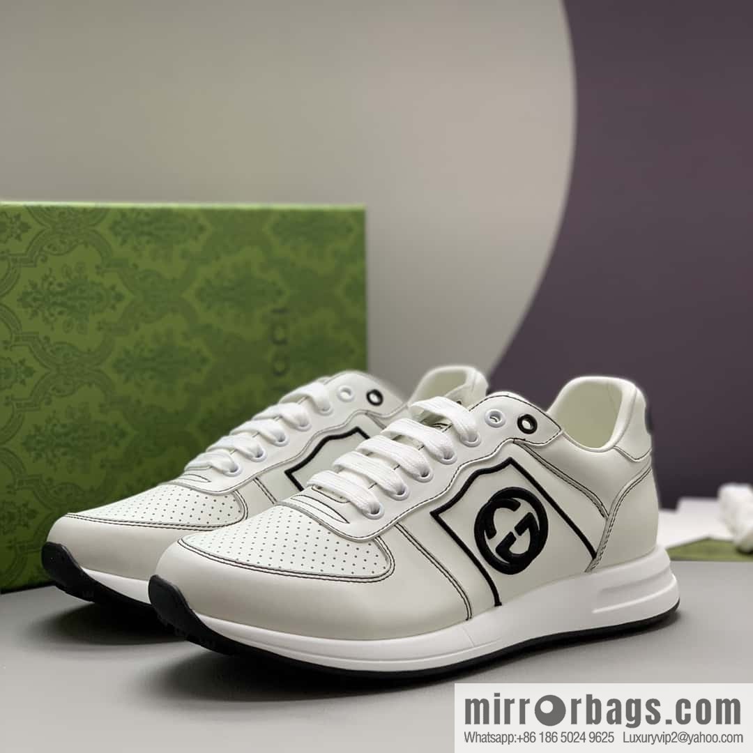 GUCCI black embroidery logo men's sports and leisure shoes