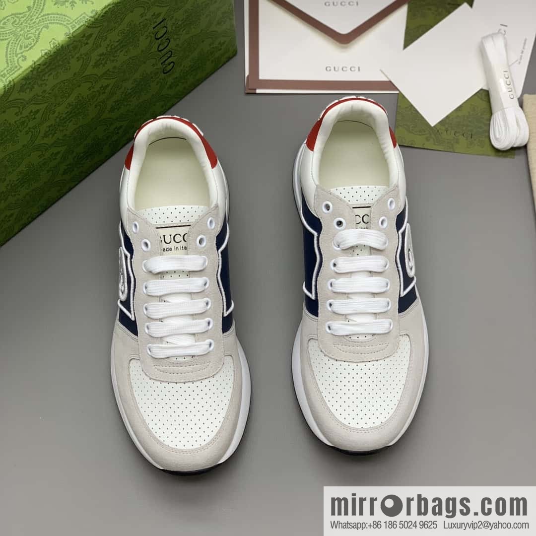 GUCCI color matching double G embroidery logo men's sports and leisure shoes