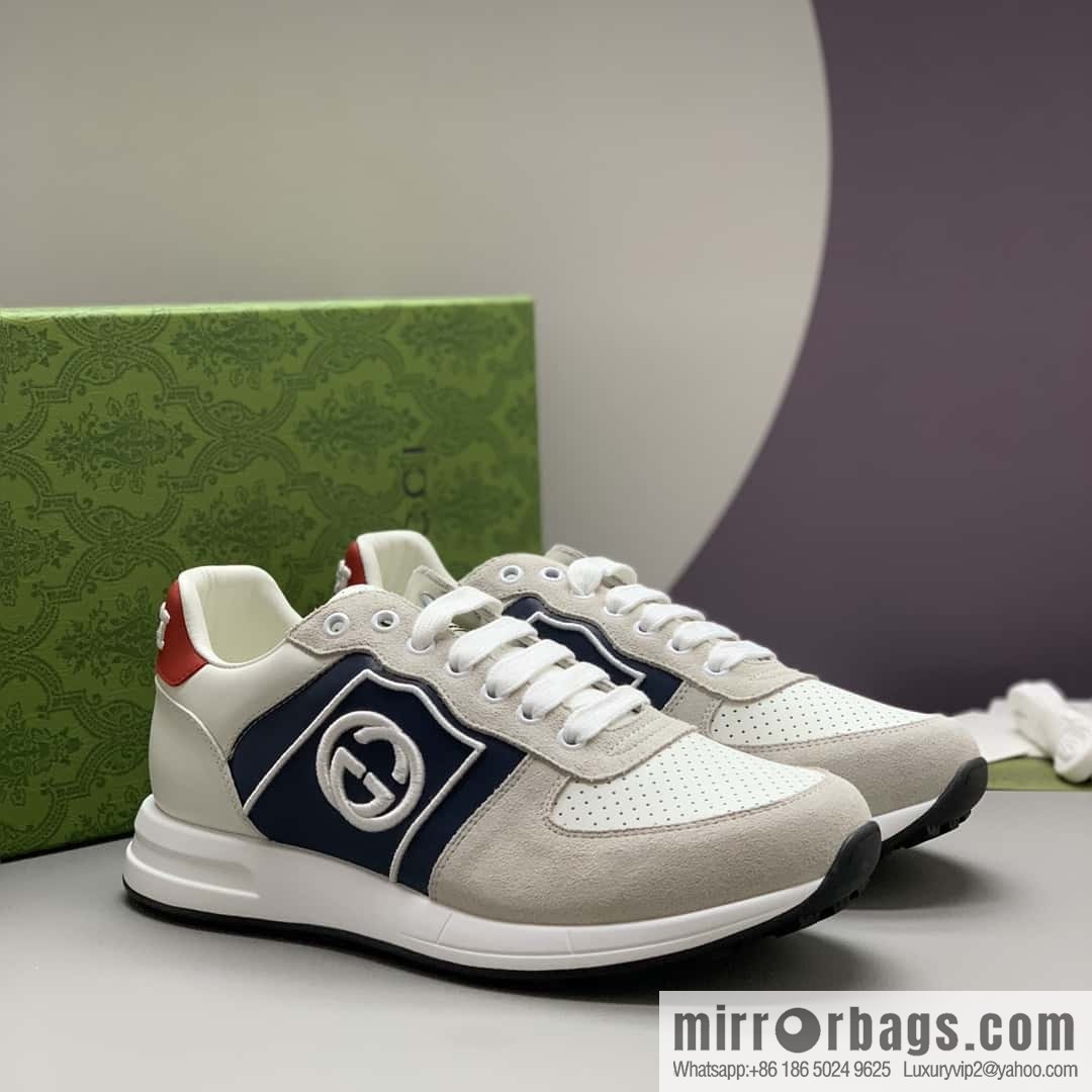 GUCCI color matching double G embroidery logo men's sports and leisure shoes