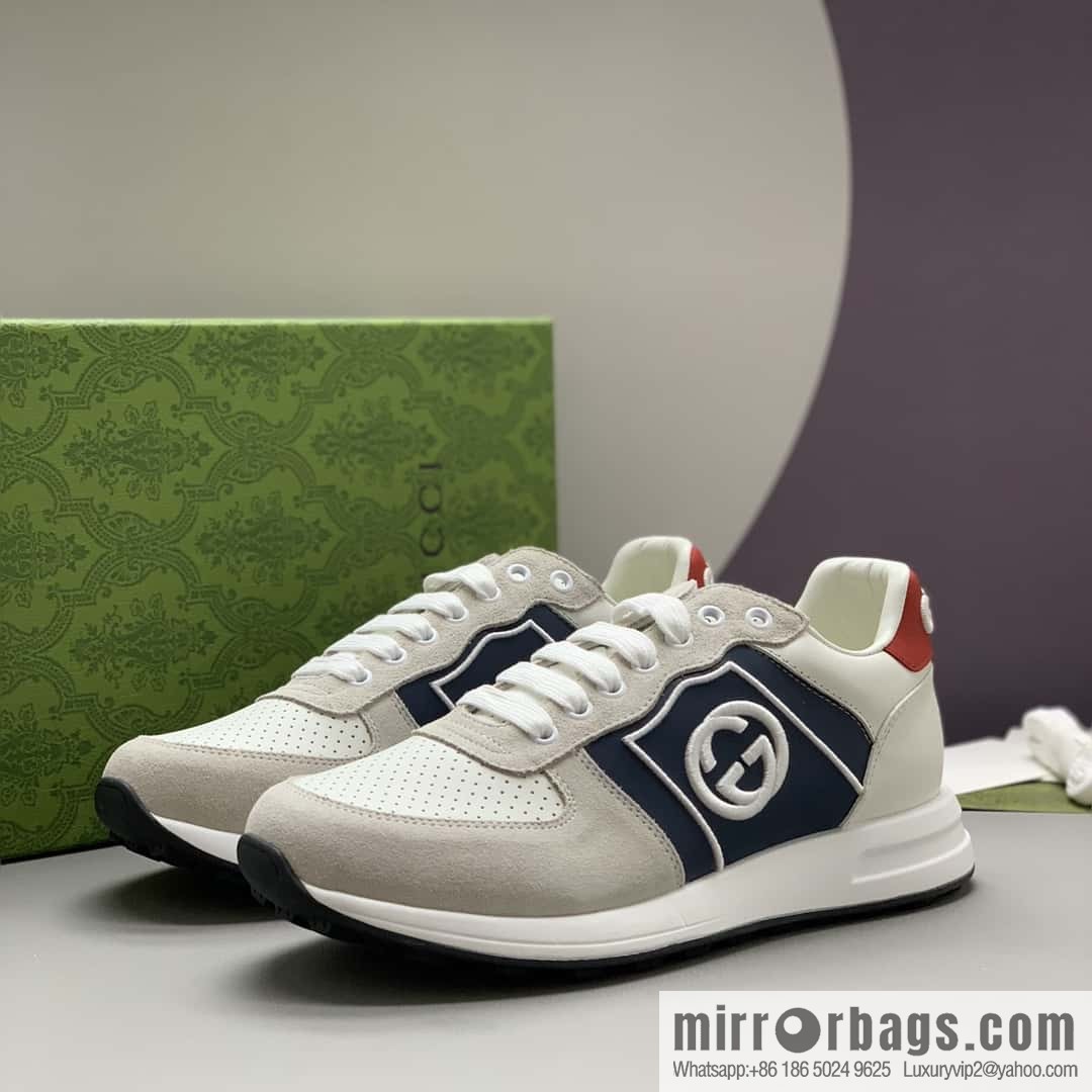 GUCCI color matching double G embroidery logo men's sports and leisure shoes