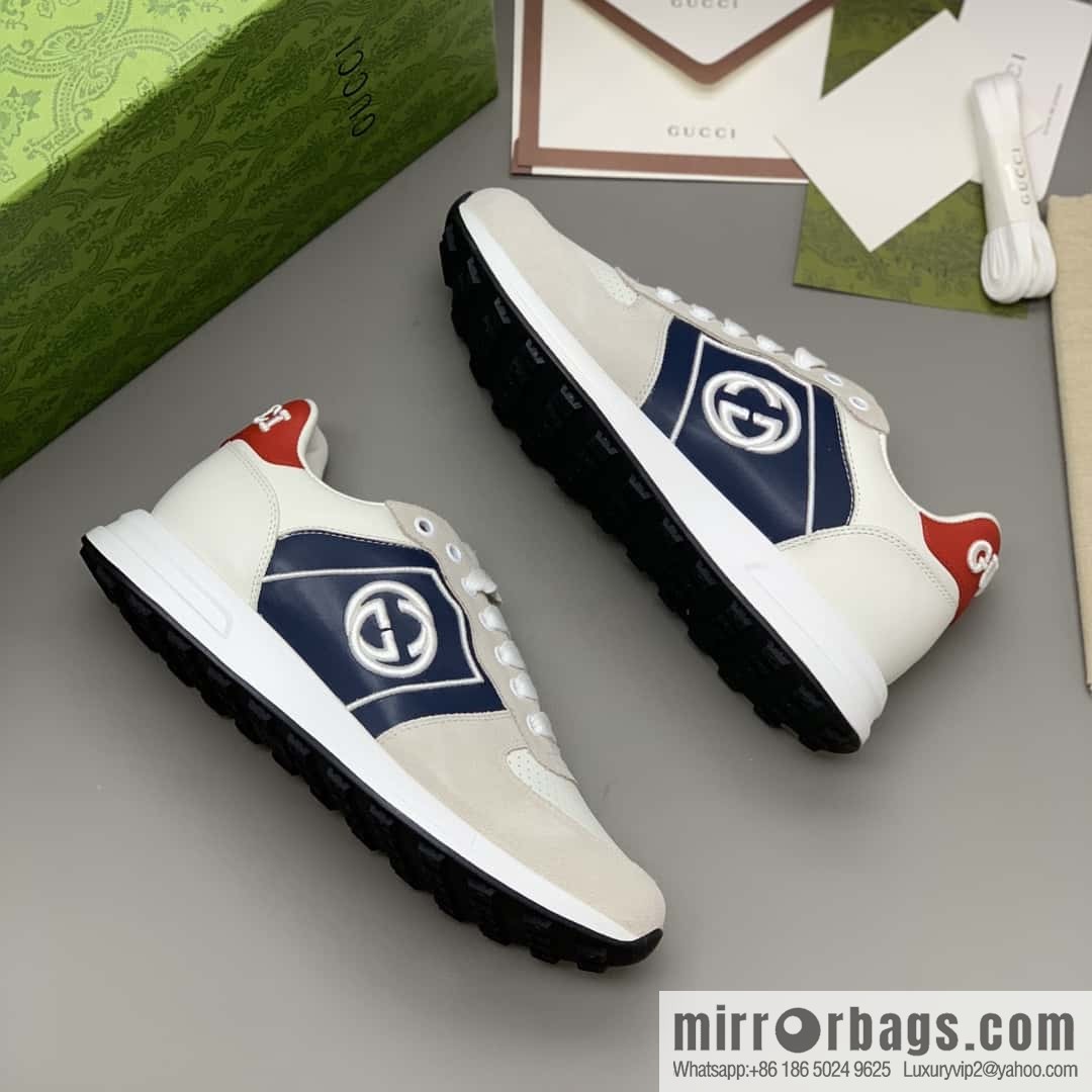 GUCCI color matching double G embroidery logo men's sports and leisure shoes