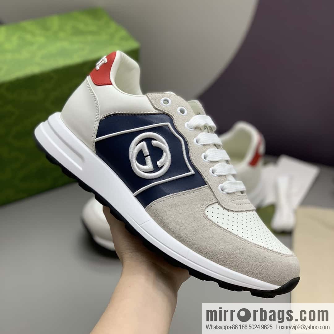 GUCCI color matching double G embroidery logo men's sports and leisure shoes