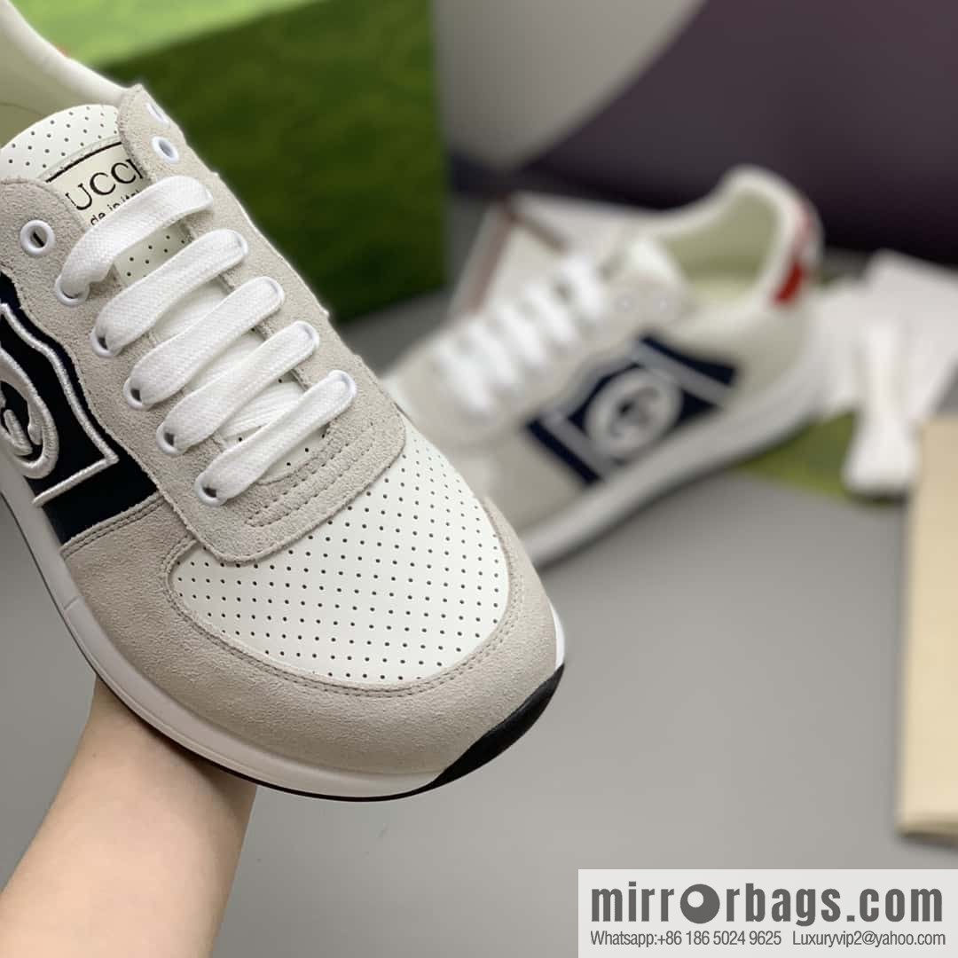 GUCCI color matching double G embroidery logo men's sports and leisure shoes