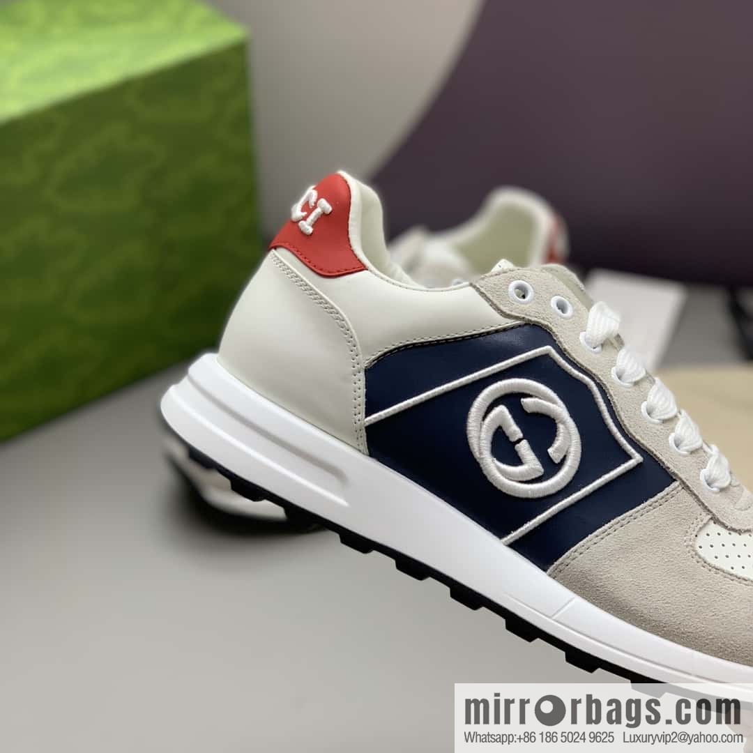 GUCCI color matching double G embroidery logo men's sports and leisure shoes