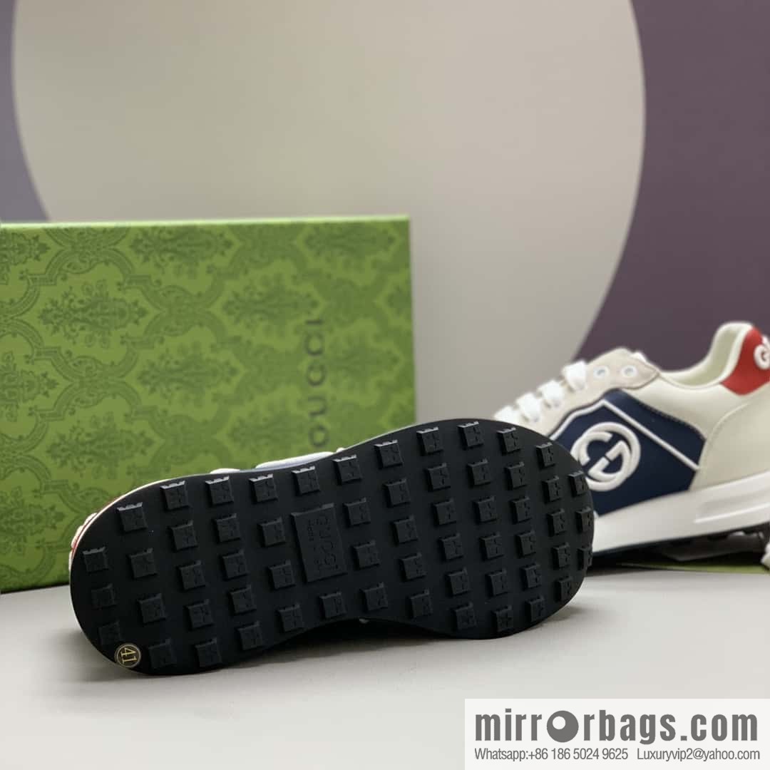 GUCCI color matching double G embroidery logo men's sports and leisure shoes