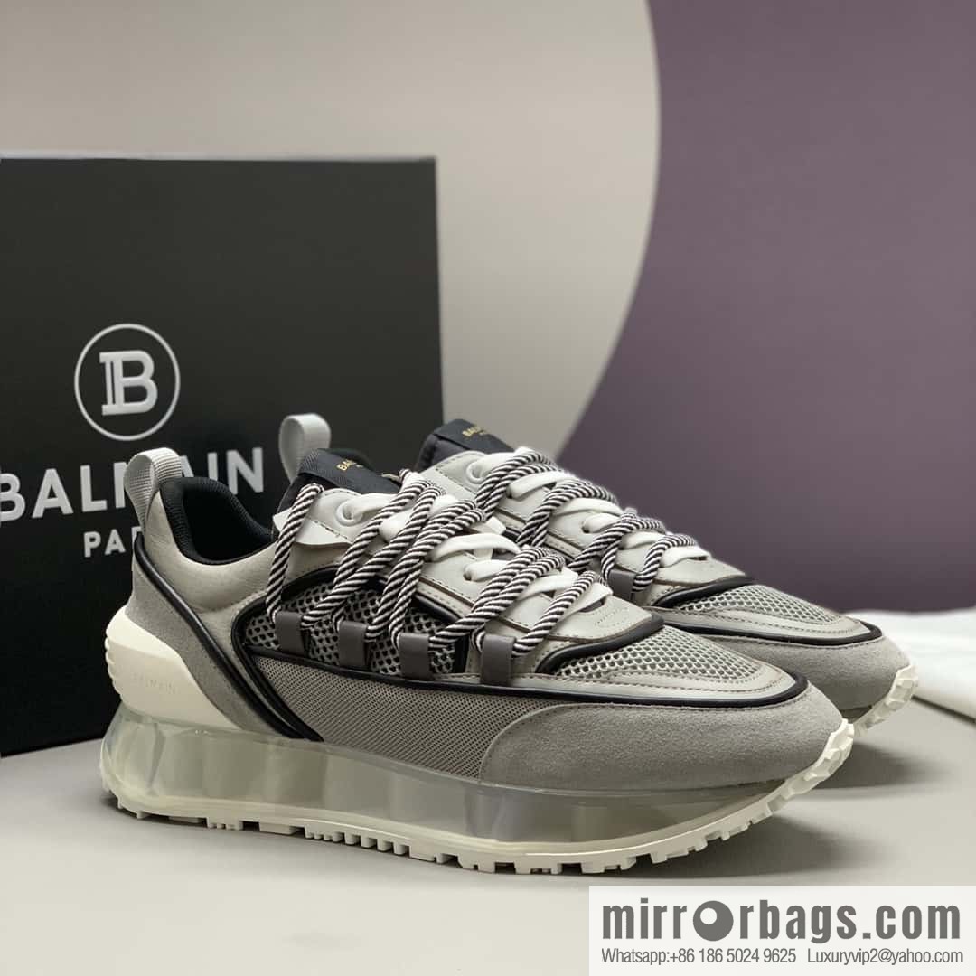 Balmaini, calfskin ➕ polyester waterproof fabric ➕ suede, men's casual sneakers