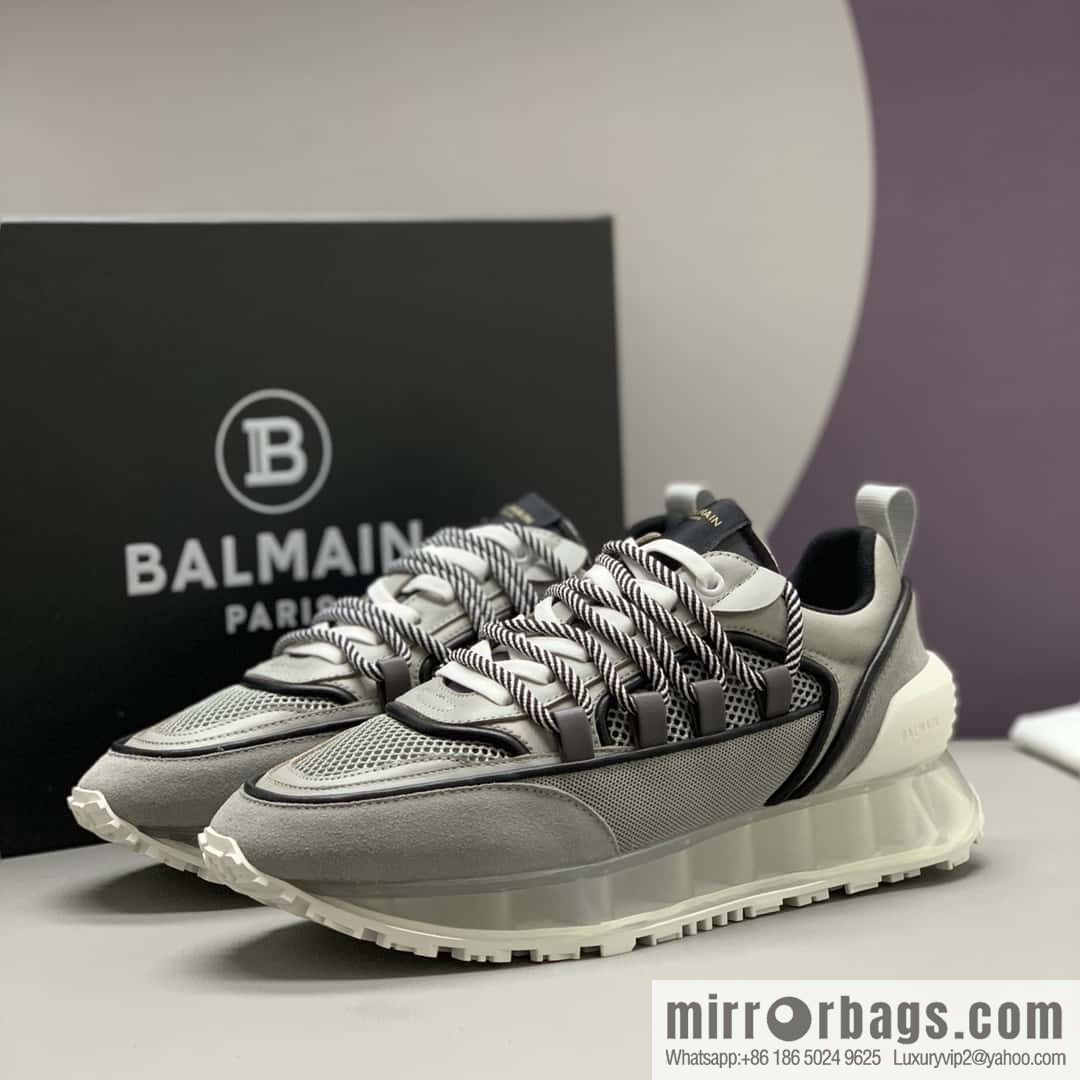 Balmaini, calfskin ➕ polyester waterproof fabric ➕ suede, men's casual sneakers