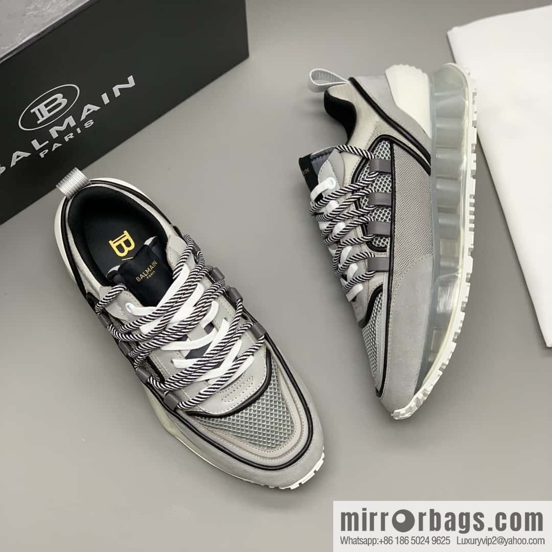 Balmaini, calfskin ➕ polyester waterproof fabric ➕ suede, men's casual sneakers