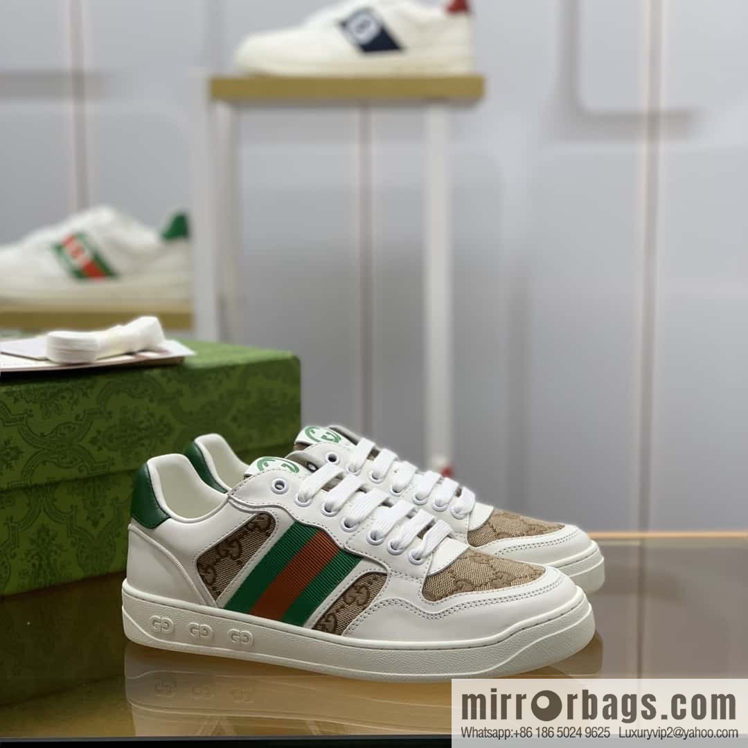 GUCCI color matching leather side decoration classic double G men's casual shoes