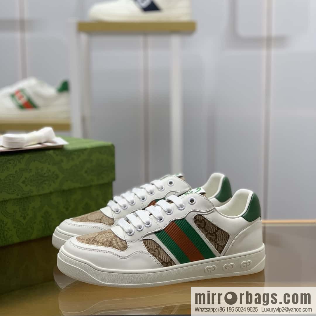 GUCCI color matching leather side decoration classic double G men's casual shoes