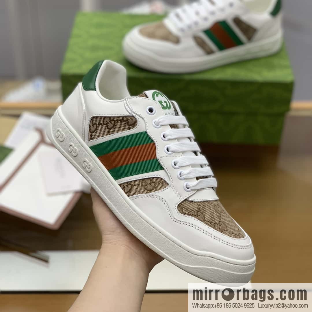 GUCCI color matching leather side decoration classic double G men's casual shoes