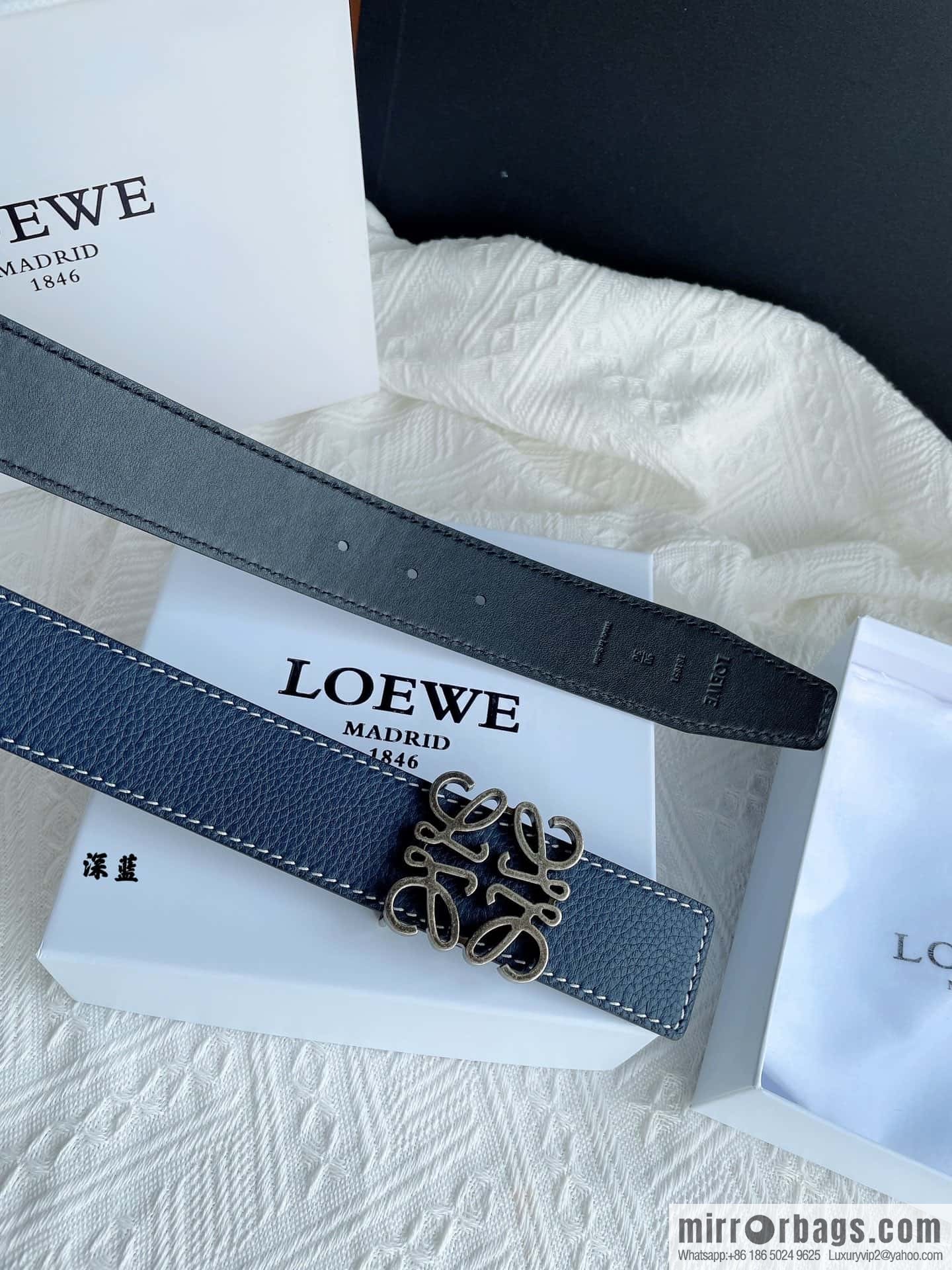 LOEWE, logo metal buckle retro double-sided cowhide belt 4.0