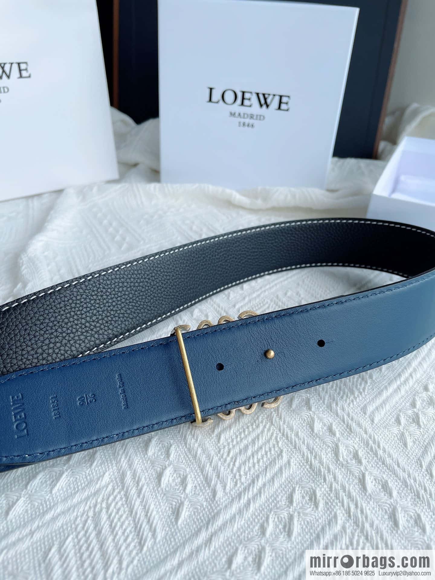 LOEWE, logo metal buckle retro double-sided cowhide belt 4.0