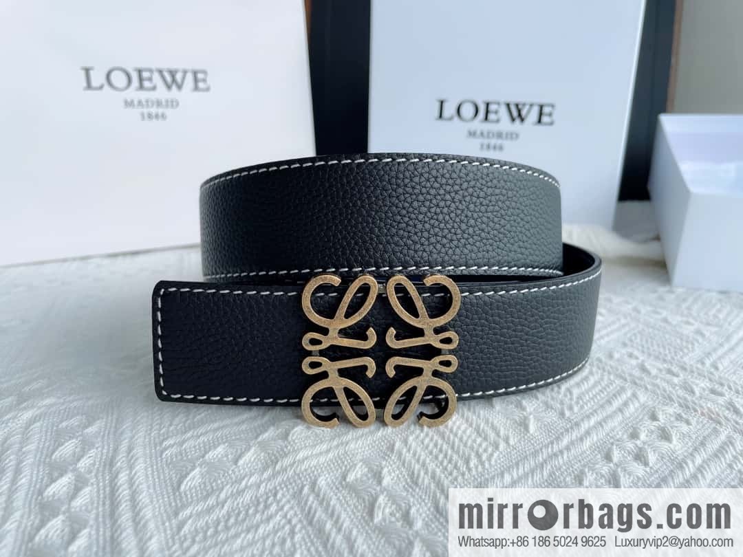 LOEWE, logo metal buckle retro double-sided cowhide belt 4.0