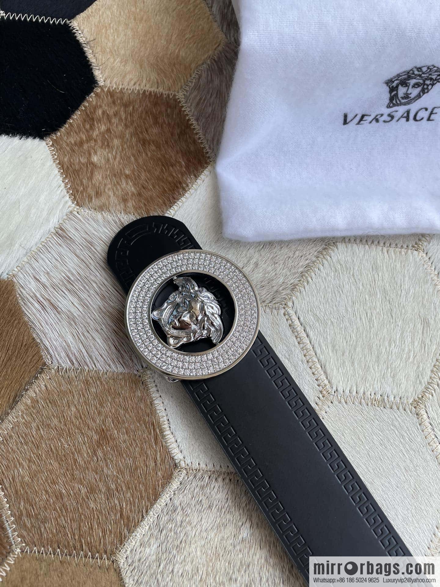 VERSACE Versace Men's Black/Coffee Double Sided Cowhide Belt 3.8cm