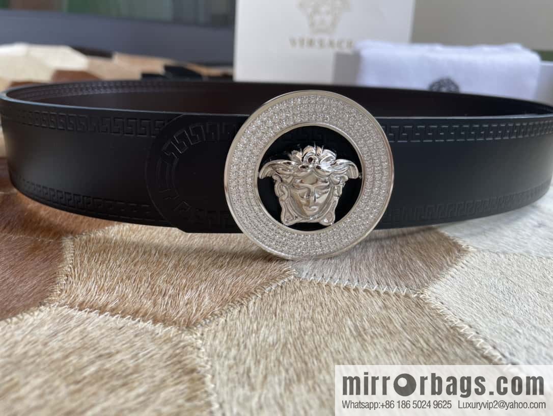 VERSACE Versace Men's Black/Coffee Double Sided Cowhide Belt 3.8cm