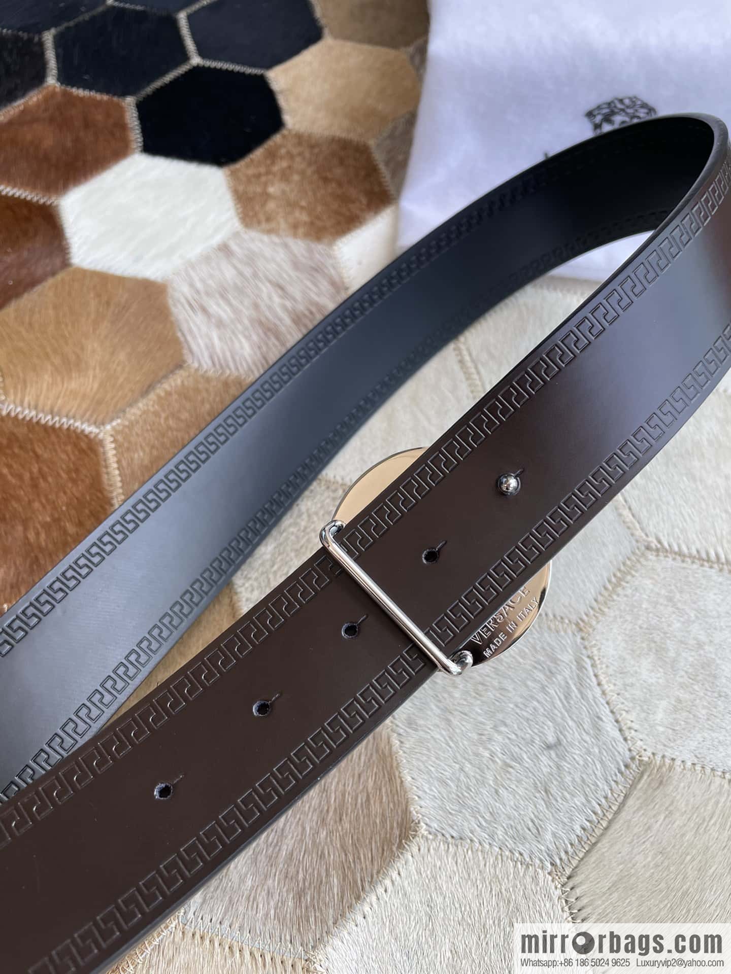 VERSACE Versace Men's Black/Coffee Double Sided Cowhide Belt 3.8cm