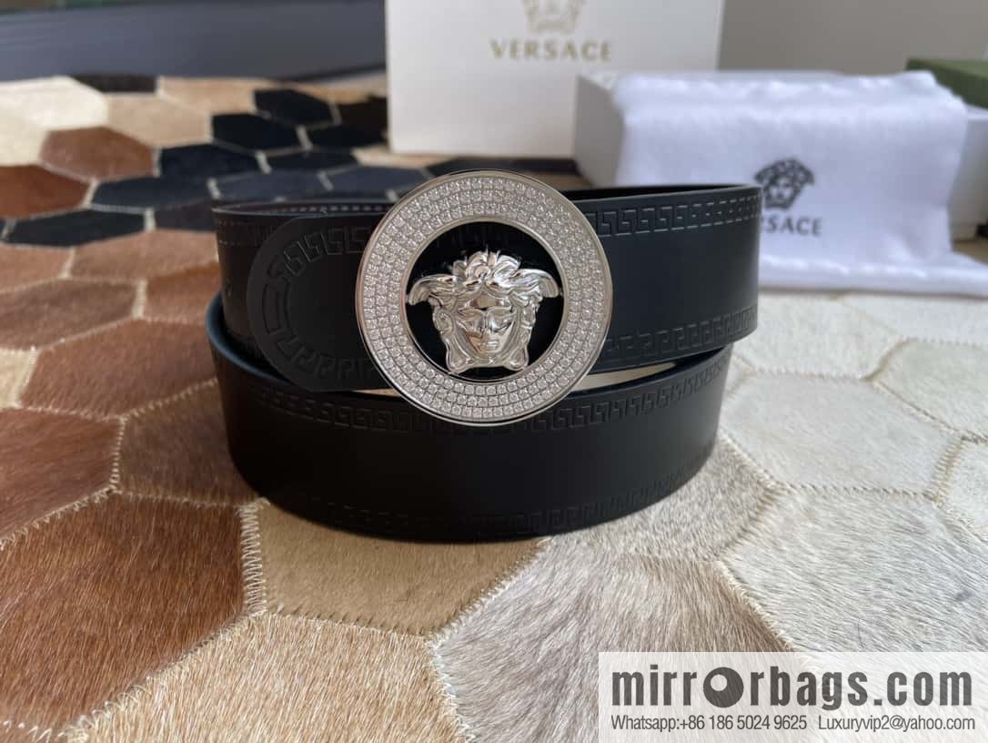 VERSACE Versace Men's Black/Coffee Double Sided Cowhide Belt 3.8cm
