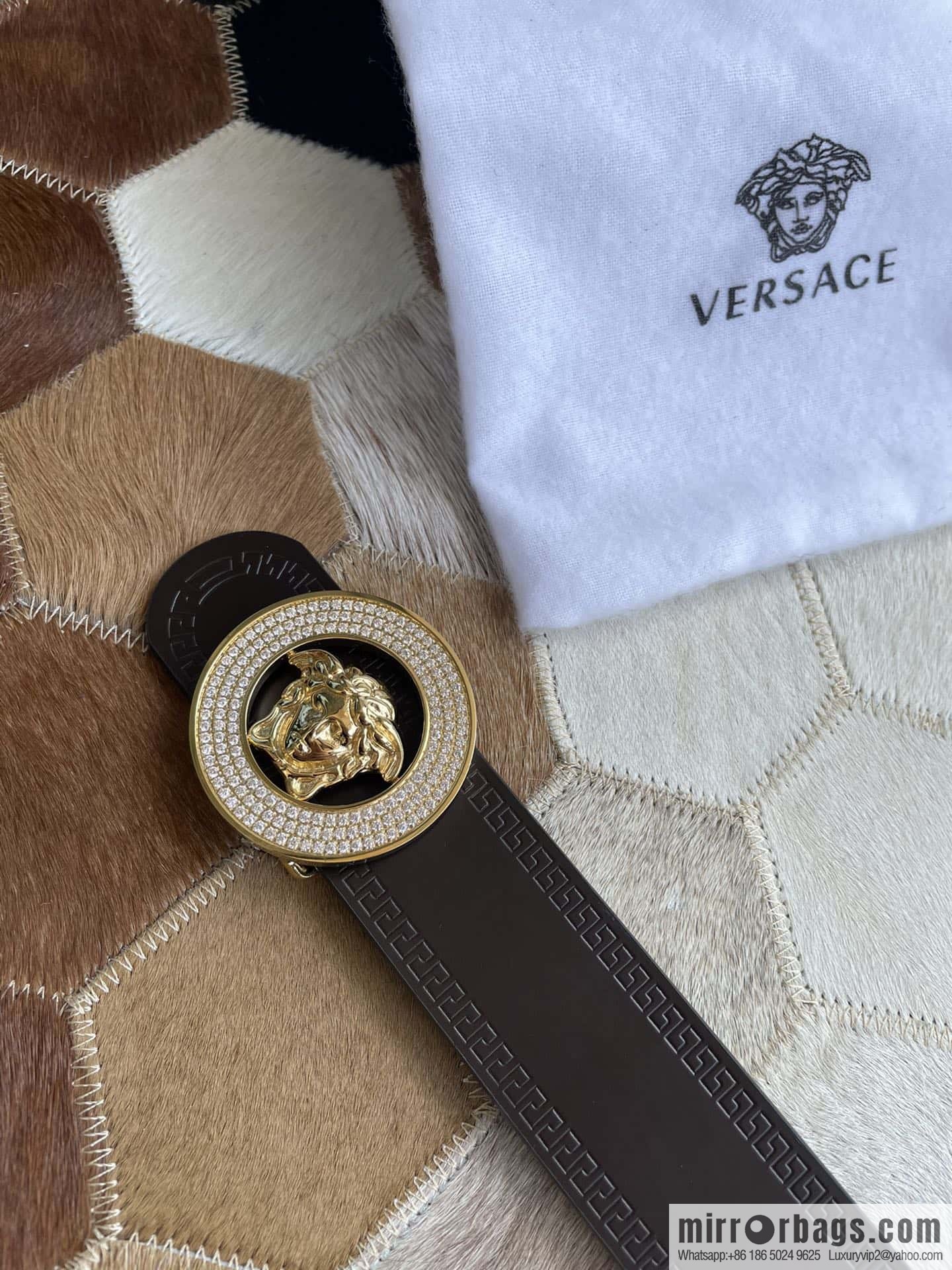 VERSACE Versace Men's Black/Coffee Double Sided Cowhide Belt 3.8cm