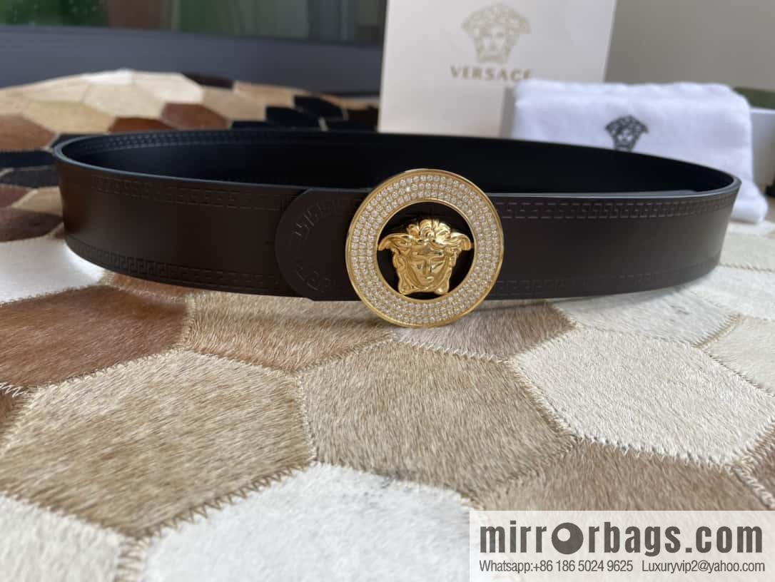 VERSACE Versace Men's Black/Coffee Double Sided Cowhide Belt 3.8cm