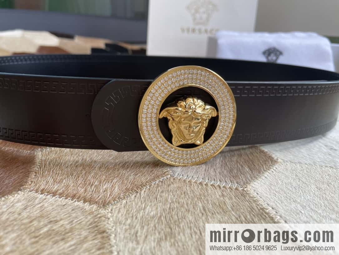VERSACE Versace Men's Black/Coffee Double Sided Cowhide Belt 3.8cm