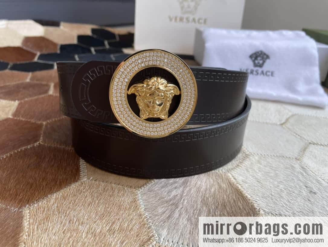 VERSACE Versace Men's Black/Coffee Double Sided Cowhide Belt 3.8cm