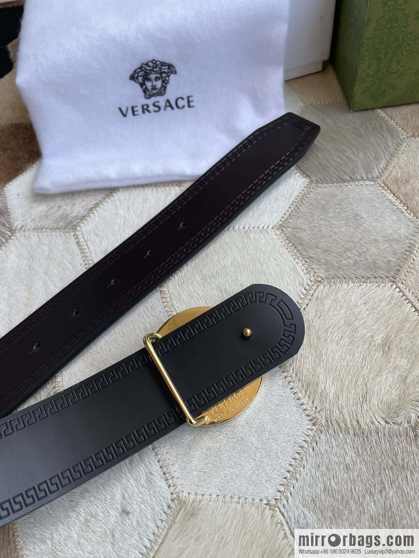 VERSACE Versace Men's Black/Coffee Double Sided Cowhide Belt 3.8cm
