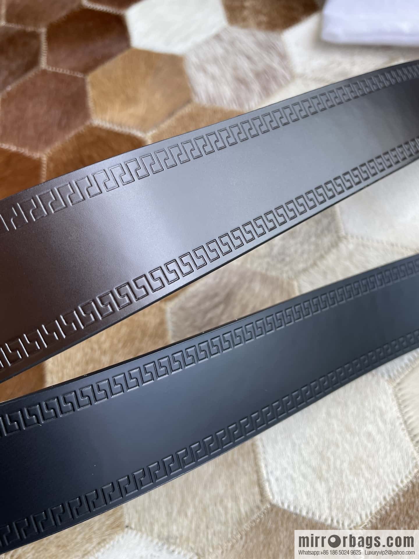 VERSACE Versace Men's Black/Coffee Double Sided Cowhide Belt 3.8cm
