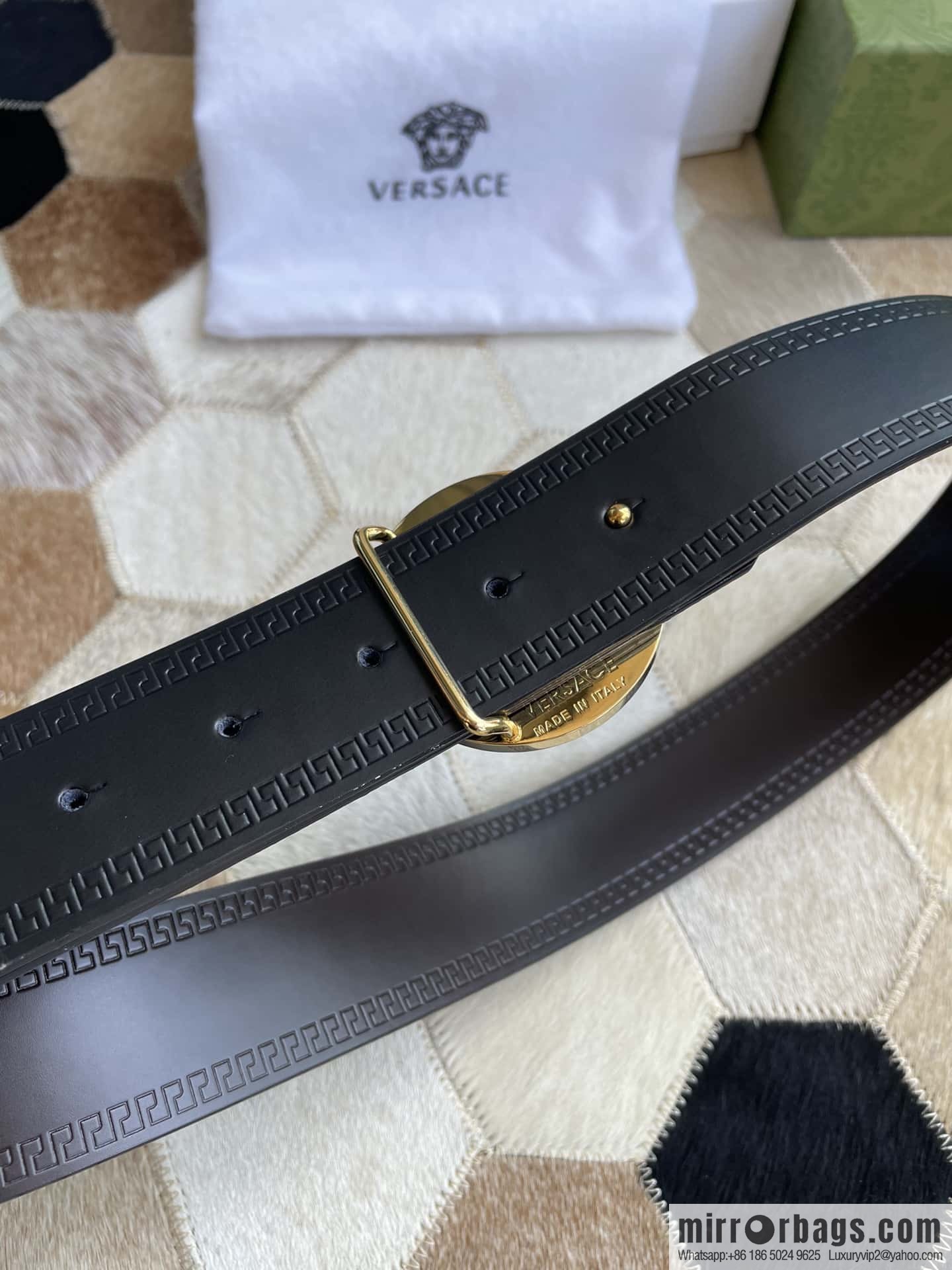 VERSACE Versace Men's Black/Coffee Double Sided Cowhide Belt 3.8cm