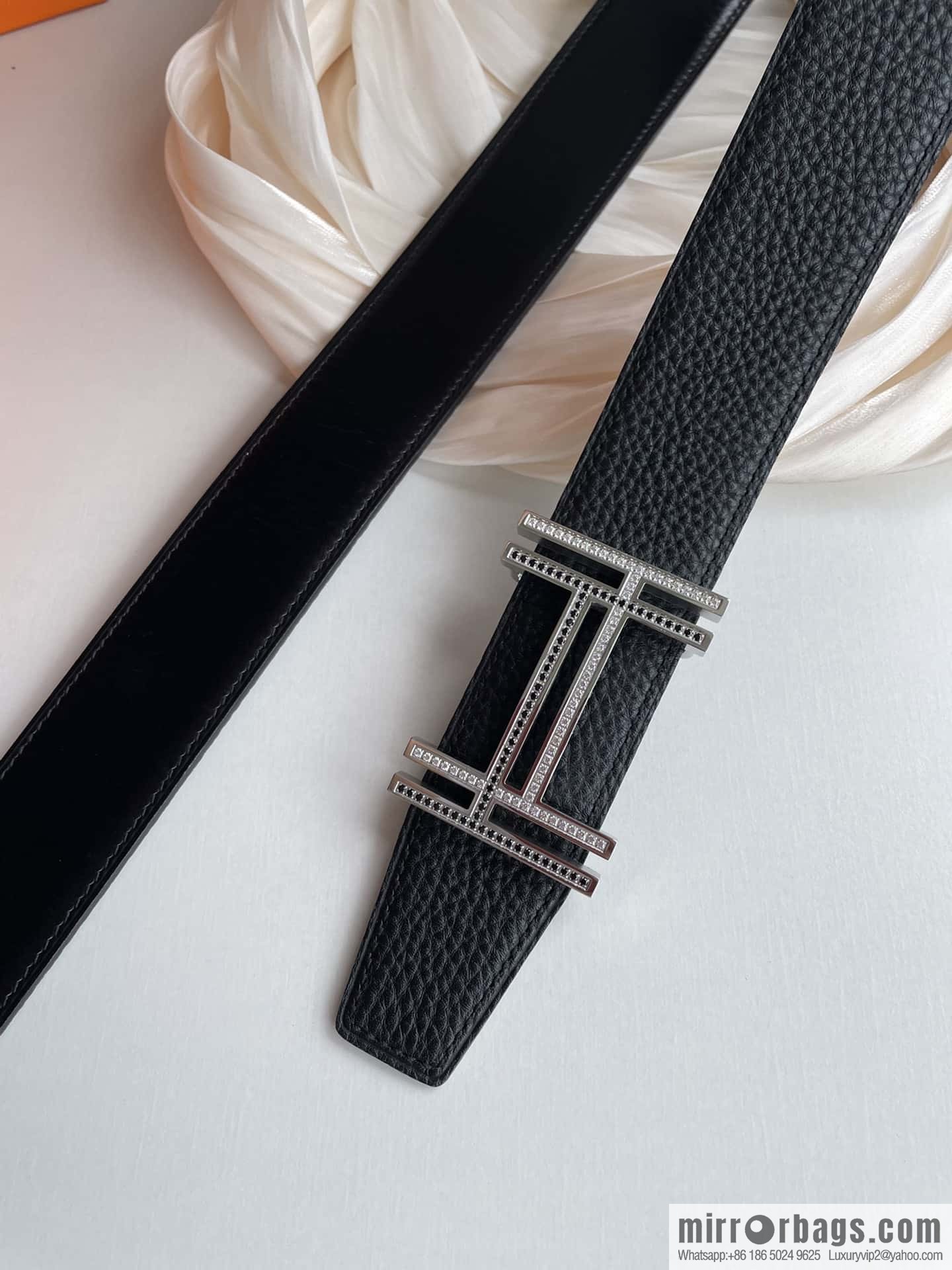 HERMES-Hermès, Double H Diamond Metal Buckle Men's 3.8cm Belt