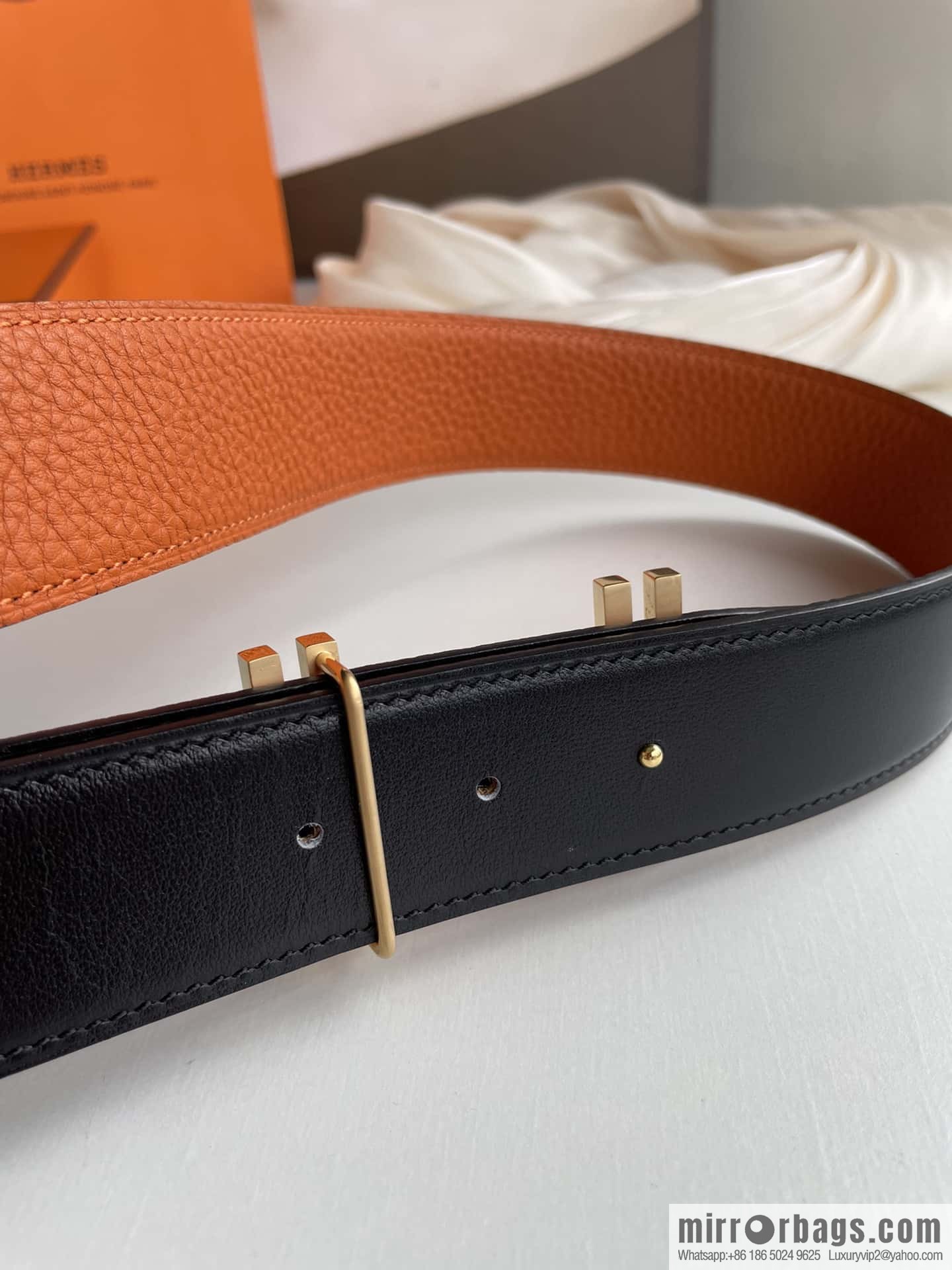 HERMES-Hermès, Double H Diamond Metal Buckle Men's 3.8cm Belt