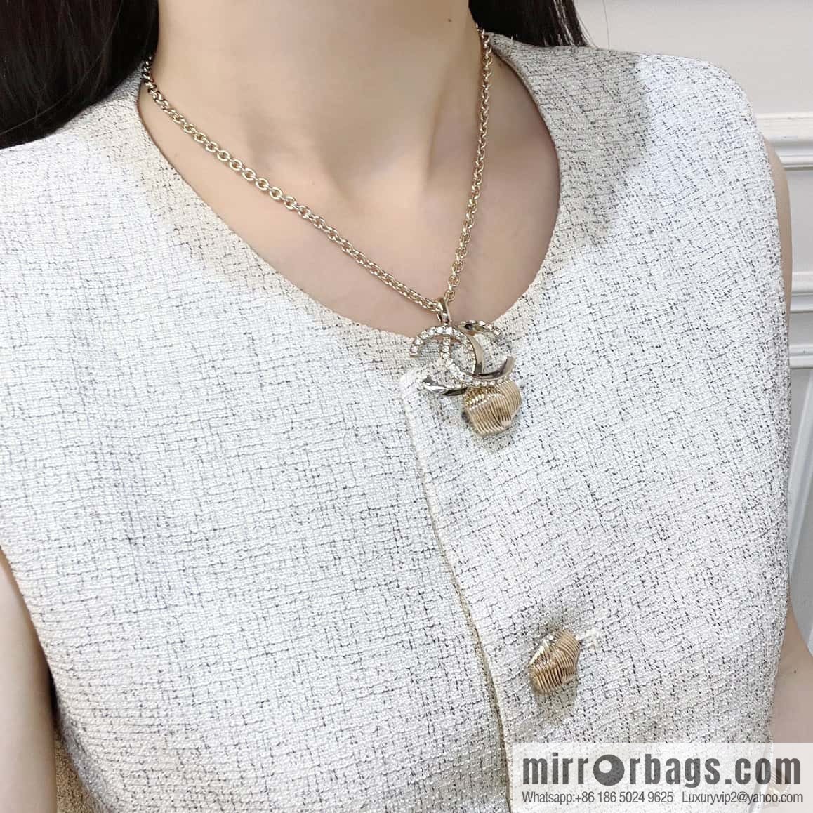 New ☑️ Chanel Double C Half Diamond Necklace